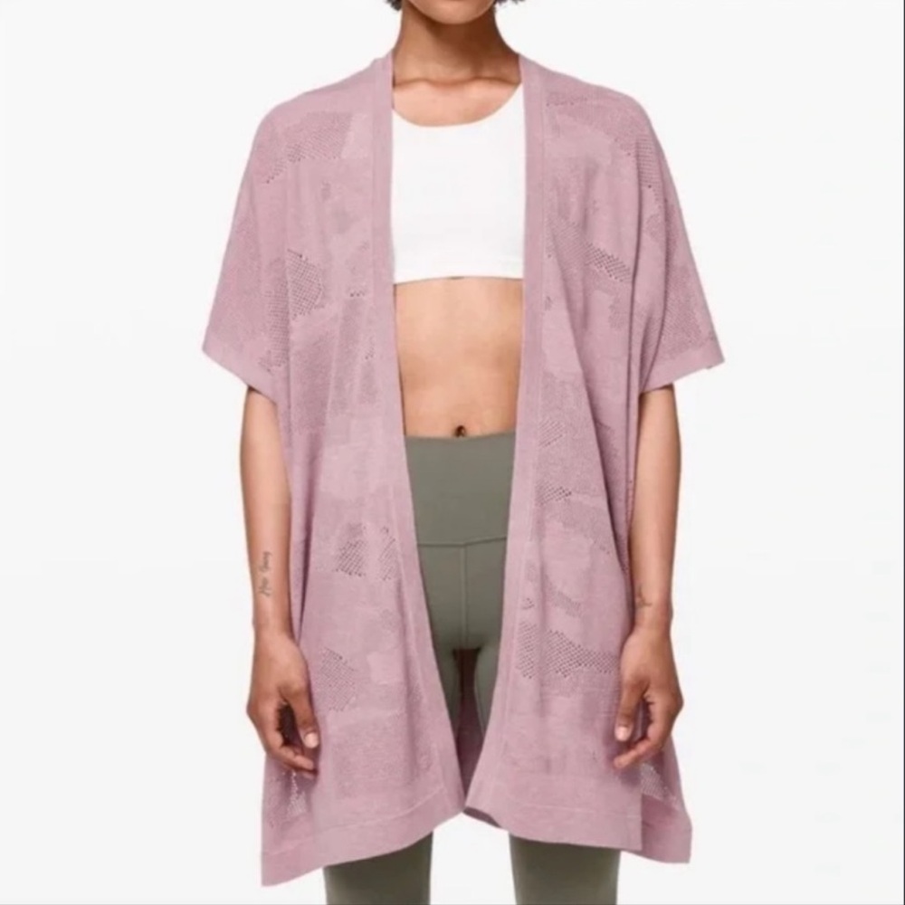 Lululemon Silk Cotton Blend Find Your Light Wrap Heathered Vintage Mauve O/S - Picture 4 of 6
